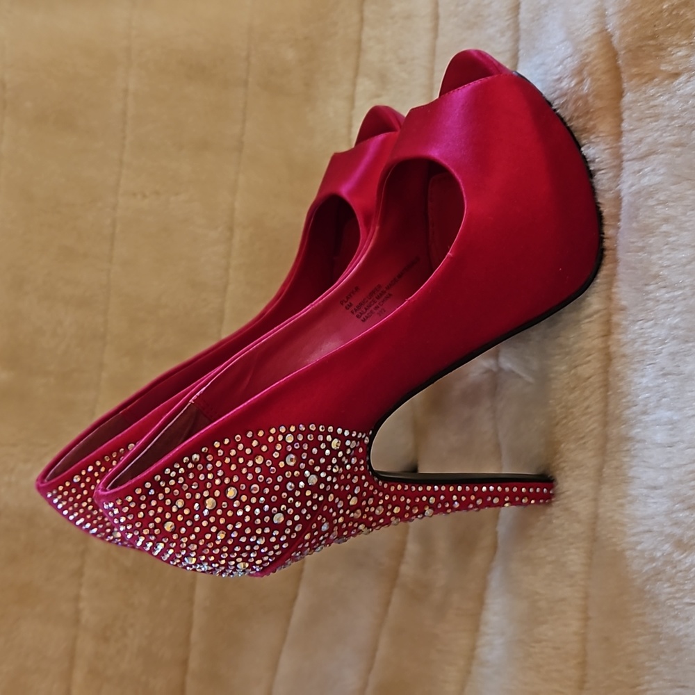 Steve Madden Playy-R Raspberry Satin Rhinestone O… - image 2